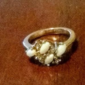 Vintage opal and small diamond ring